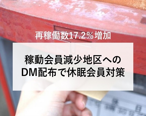 【再稼働数17.2％増加】稼動会員減少地区へのDM配布で休眠会員対策